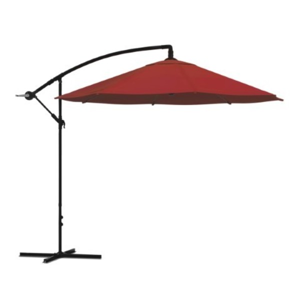 Nature Spring Patio Umbrella, Cantilever Hanging Outdoor Shade, Easy Crank, Base for Table, Deck, 10-foot (Red) 239102JRI